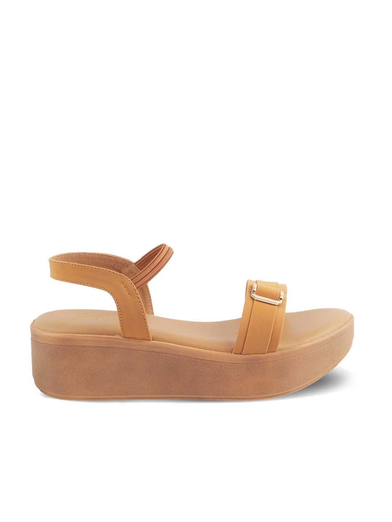 Tresmode Women's Beige Ankle Strap Wedges