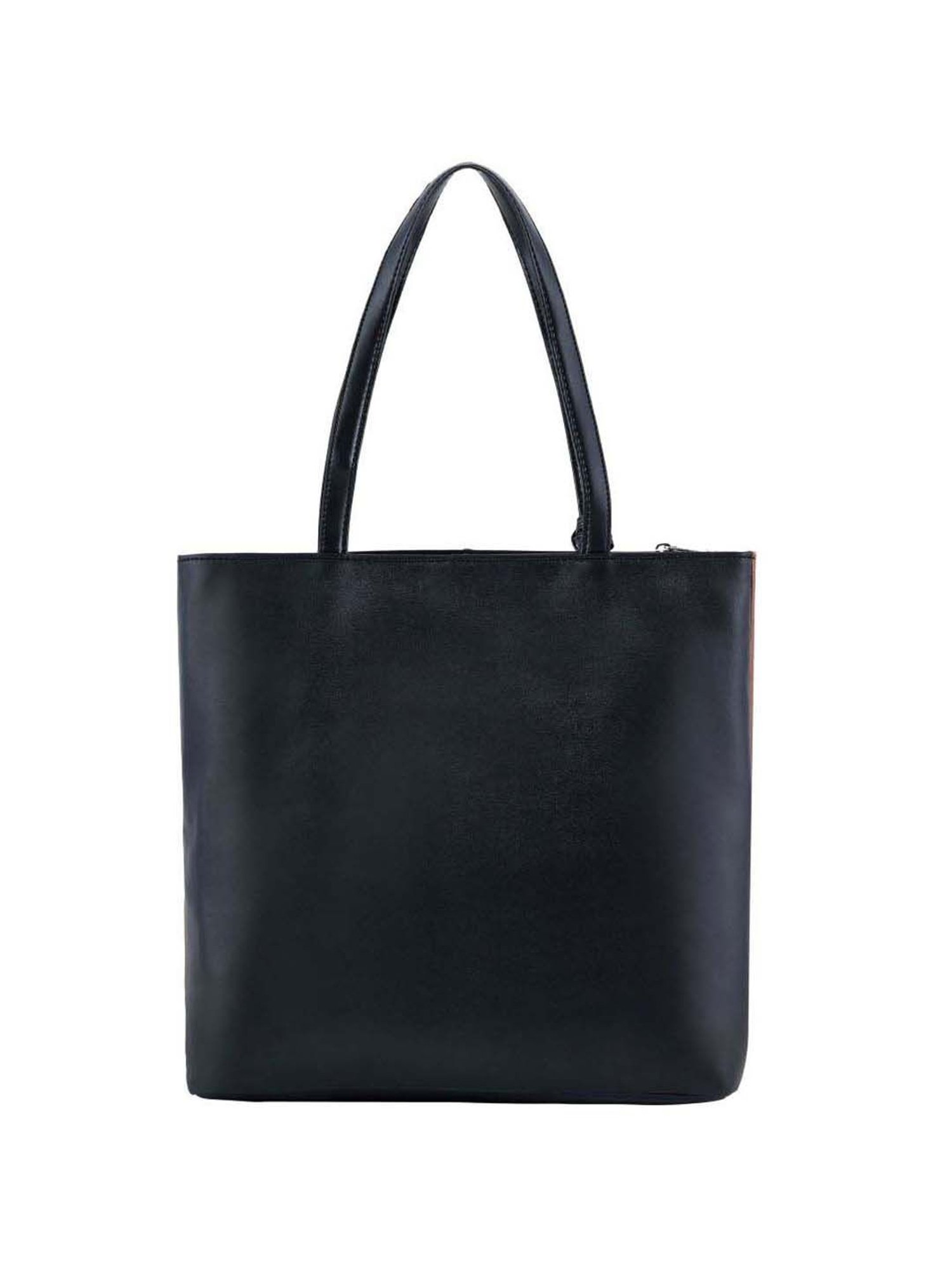 Toteteca White & Tan Color Block Medium Tote Handbag