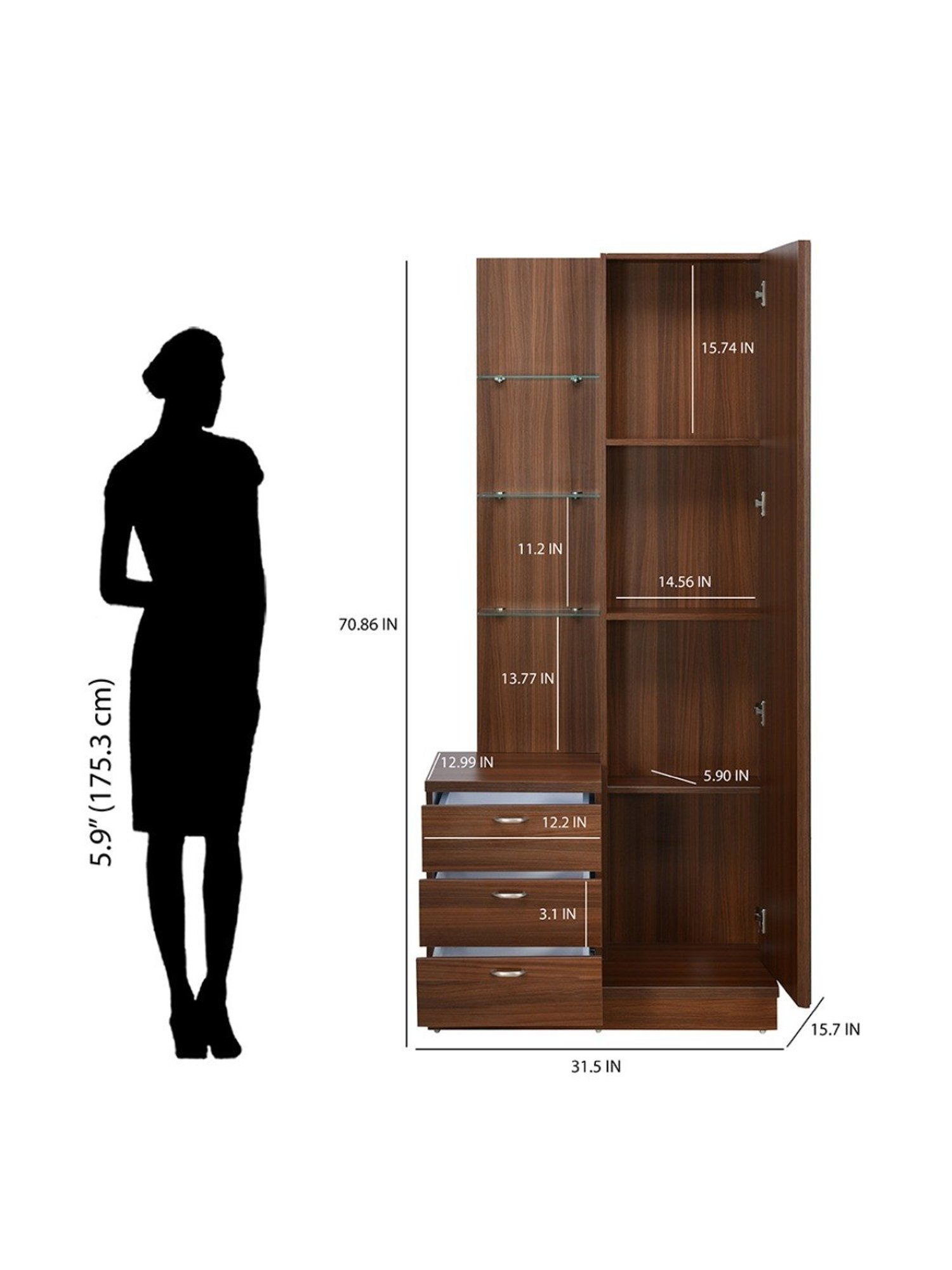 Godrej Interio Aero Valigny Oak Engineered Wood Standerd Dressing Table