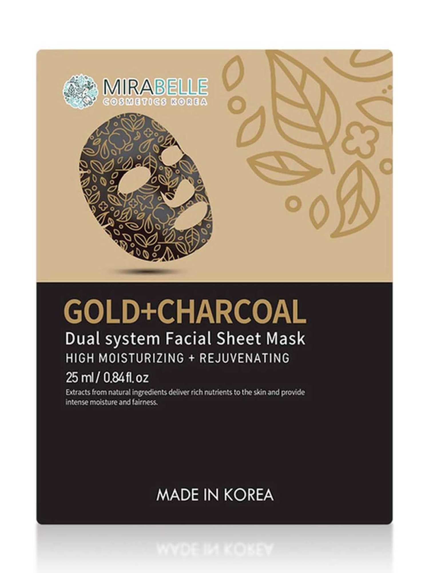 Mirabelle Gold & Charcoal Dual System Facial Sheet Mask - 25 ml