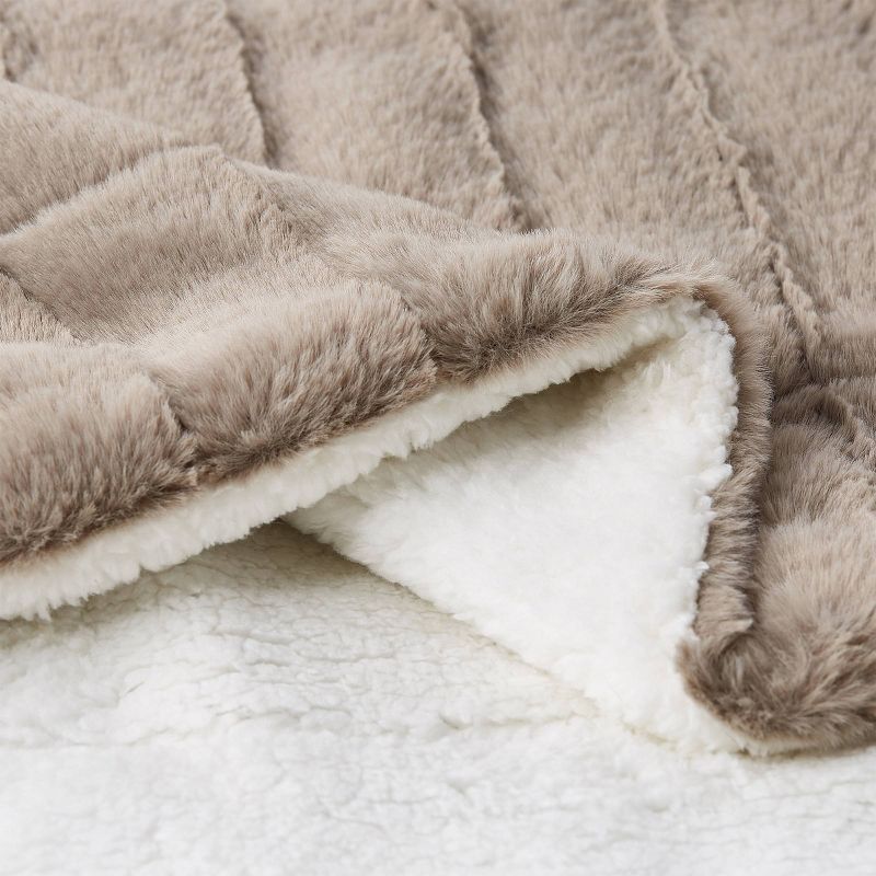 60"x70" Faux Fur Jacquard Throw Blanket Coffee Brown - Yorkshire Home