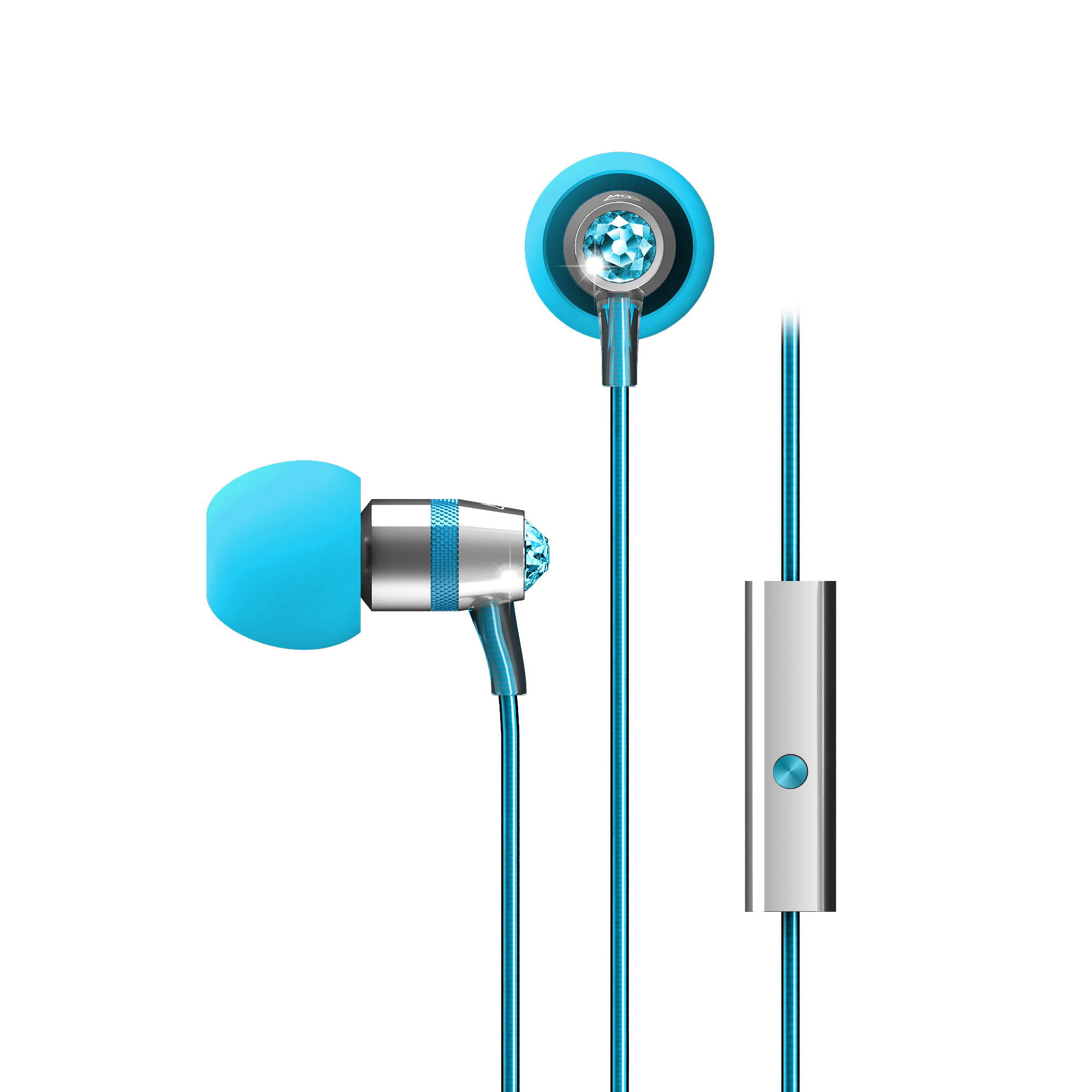 Mee audio Turquoise Blue  EP-M11J-TQ-MEE  In-Ear Headphones with Microphone Made with Swarovski Crystals