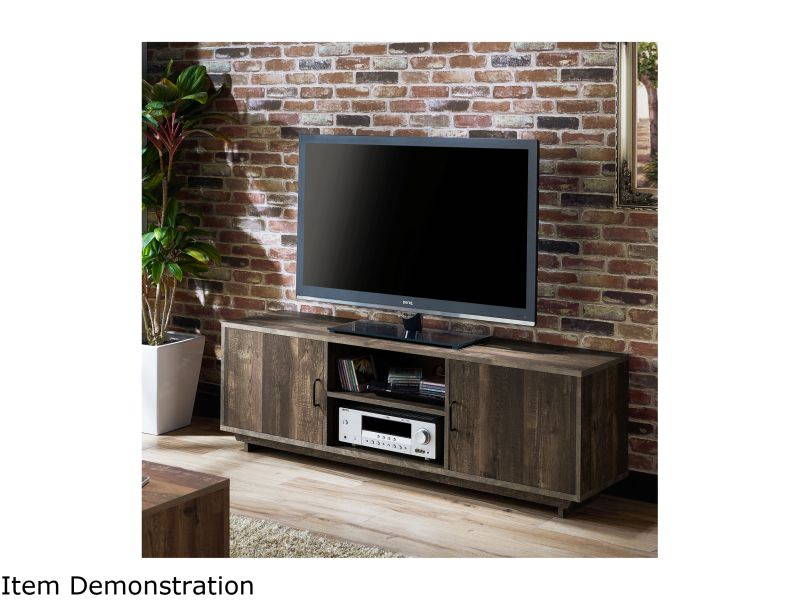 Furniture of America Krella Wood 2-Shelf 62-Inch TV Stand in Reclaimed Oak