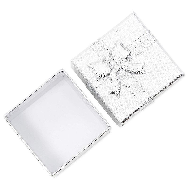 Juvale 12 Pack Jewelry Gift Boxes Set with Bowsknots for Rings, Pendants, Earrings - Ideal for Anniversaries, Weddings, Birthdays, Silver