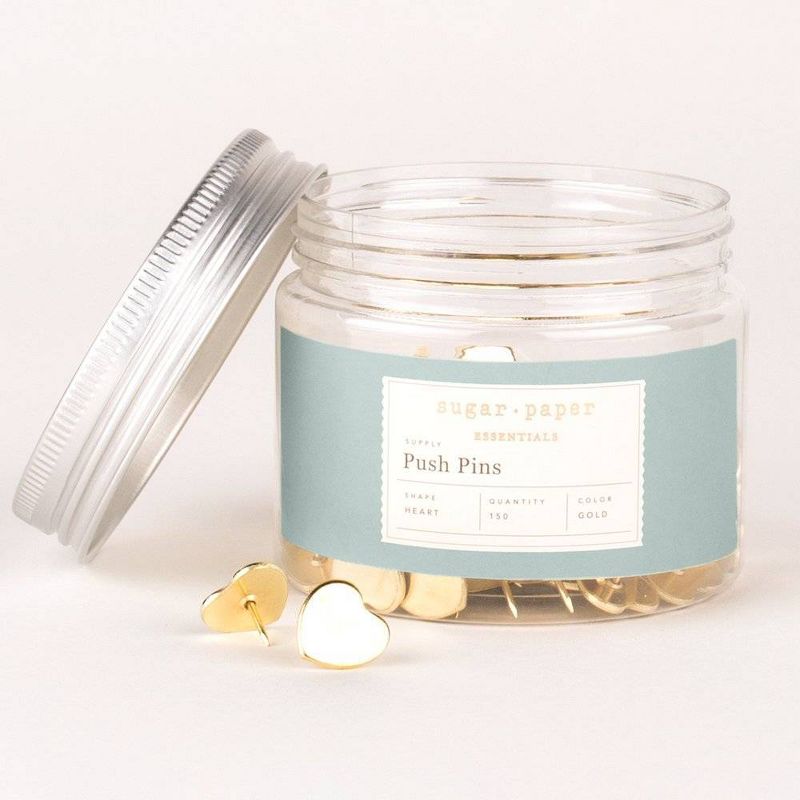 150ct Heart Shaped Push Pins Gold - Sugar Paper™