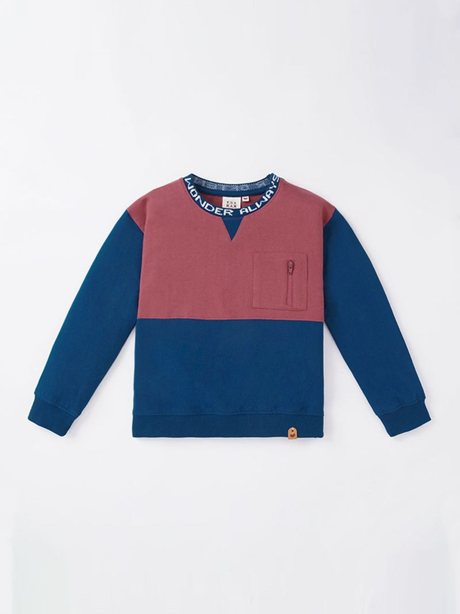 Ed-a-Mamma Kids Blue & Pink Cotton Color Block Full Sleeves Sweatshirt