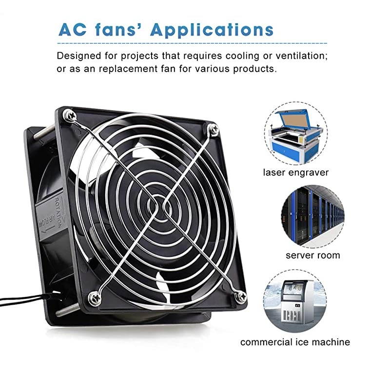 AXIAL Fan 12038, 110V 120V AC 120mm Fan, Ventilation Exhaust Projects Cooling Fan