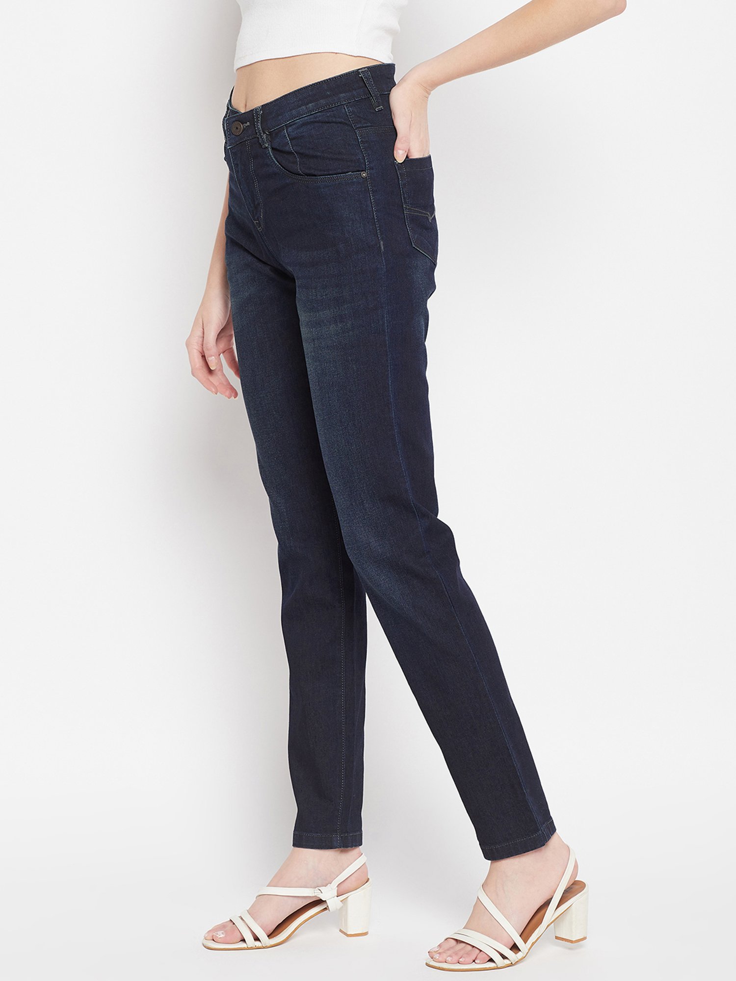 Crozo By Cantabil Blue Regular Fit Mid Rise Jeans