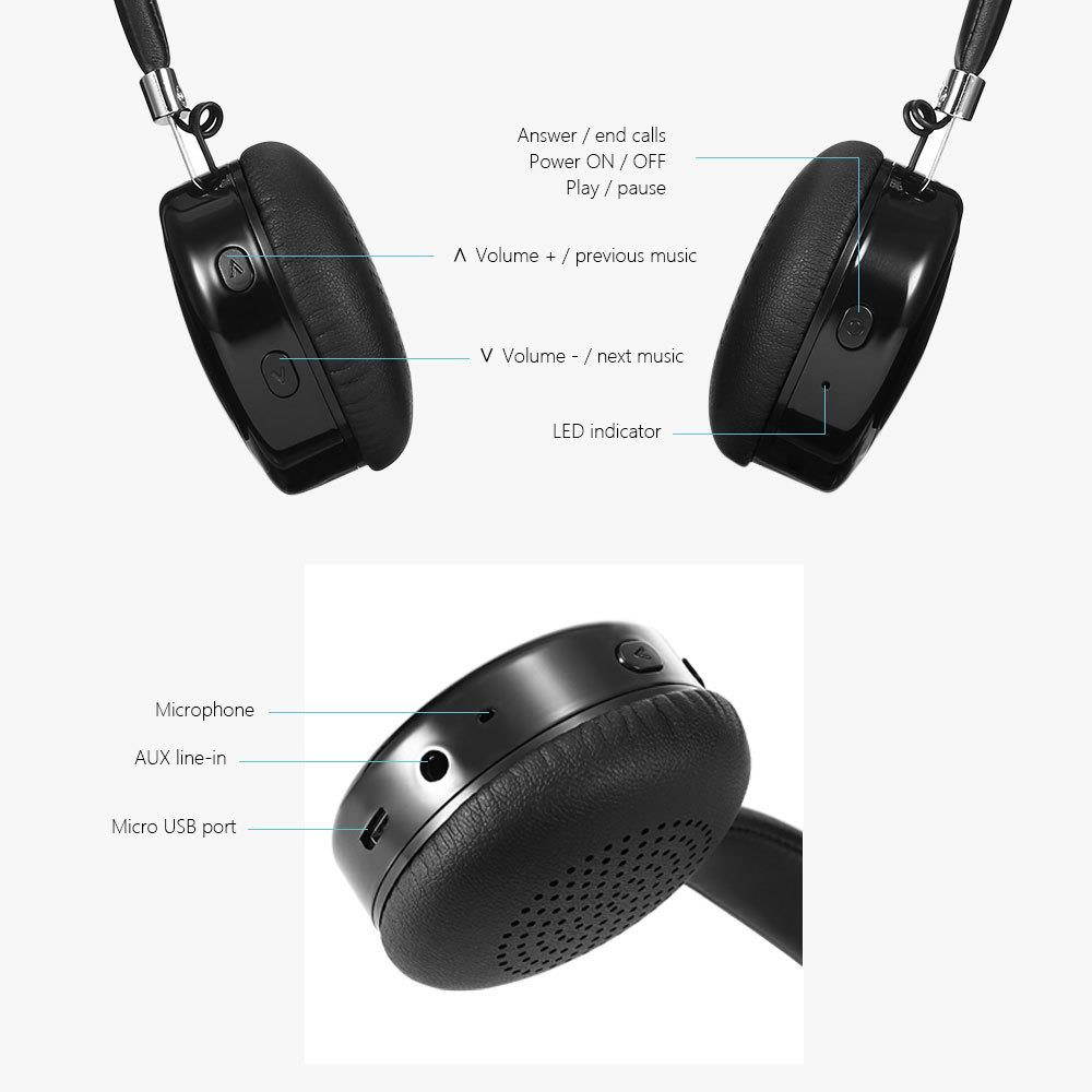 BQ668 Wireless Stereo Bluetooth 4.1 On-ear HiFi Headphones Portable Headset with Microphone Support 3.5mm Audio Input (White)