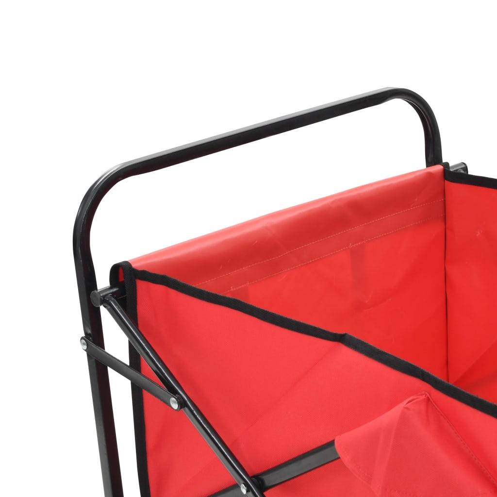 vidaXL Folding Hand Trolley Steel Red Foldable Wagon Garden Transpoart Cart