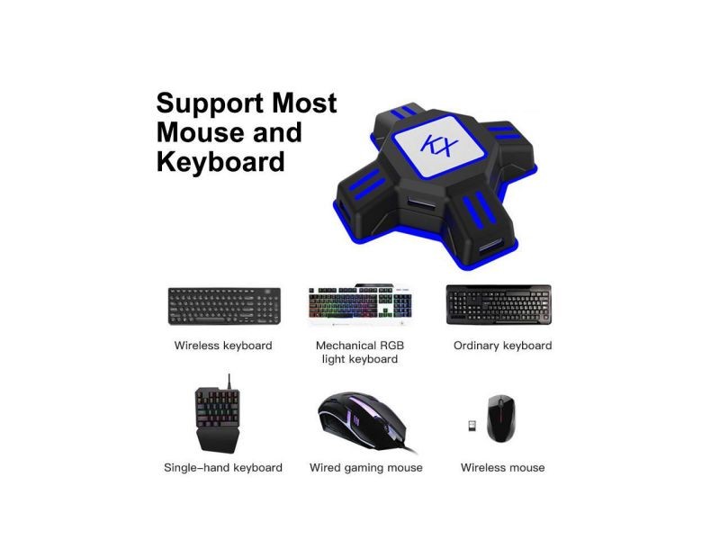 KX Adapter Game Controllers to Gaming Keyboard Mouse Converter adapter Plug and Play for Nintendo Switch Xbox One X/S Xbox 360 PS4 PS3