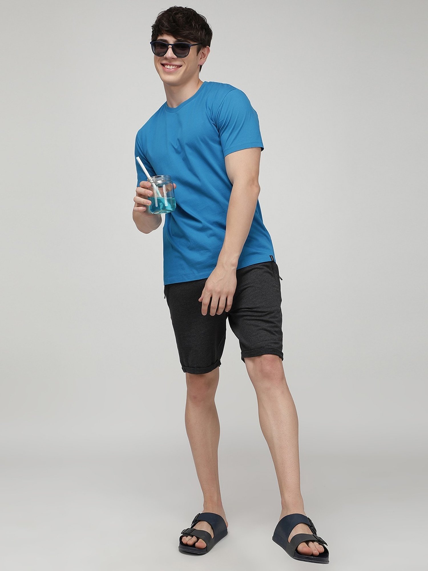Sporto Powder Blue Slim Fit T-Shirt