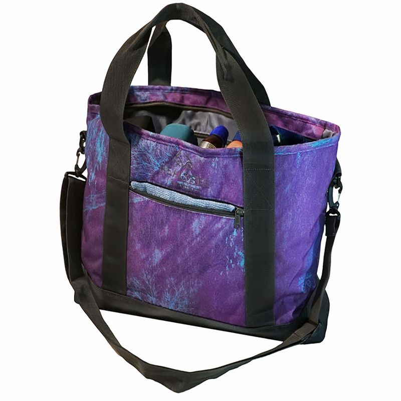 Insights Fishing Realtree Versatile Multi Use Spacious Carry-All Tote Beach Bag with Removable Shoulder Strap, Plum Crazy Purple