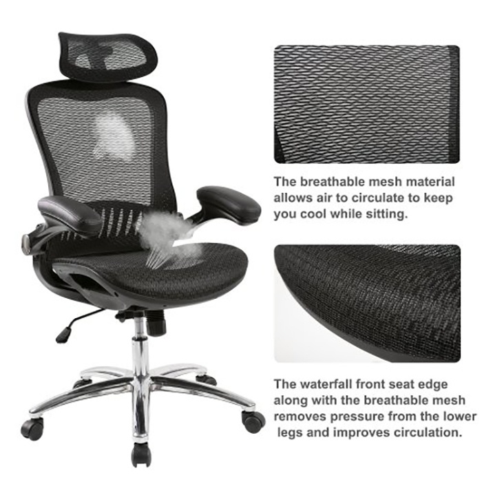 Office Chair &mdash;&mdash;Ergonomic Mesh Chair Computer Chair Home Executive Desk Chair Comfortable Reclining Swivel Chair High Back with Wheels and Adjustable Headrest for Teens/Adults(Black)