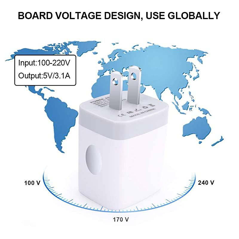 Wall Charger 3 Port Charger 5V 31A 2PC MultiPort Travel Wall Plug Cube Compatible with iPhone X 8 7 Plus Samsung Note 9 S9 S8 Note 8 LG V35 THINQ Q7 G7 Huawei Moto Nokia and More