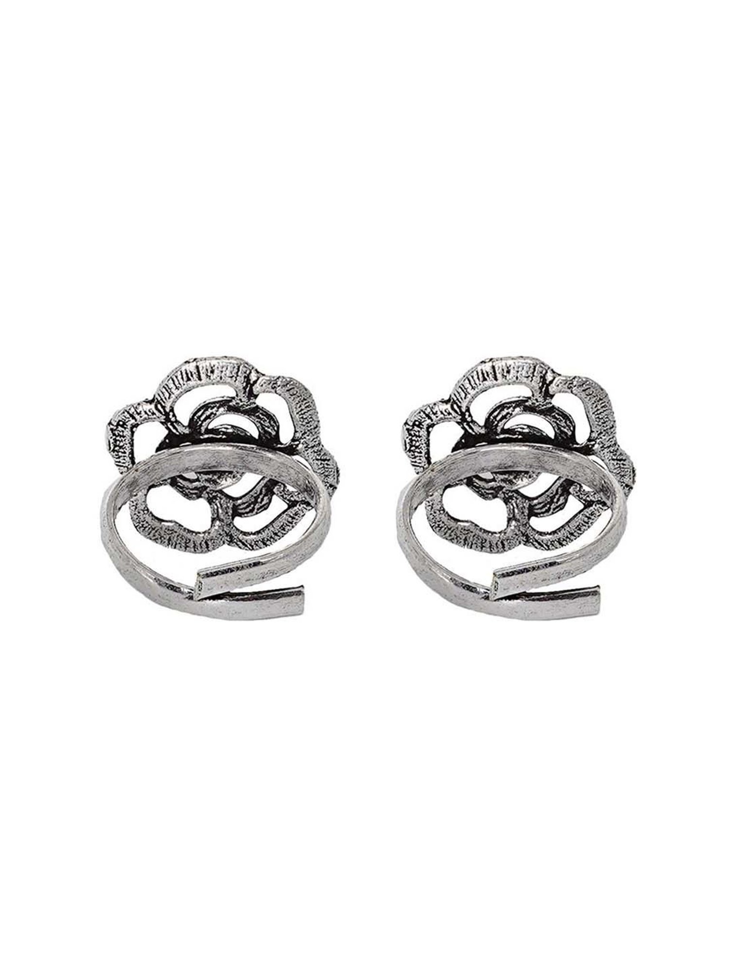 Teejh Akhila Silver Oxidized Pair of Toe-Rings