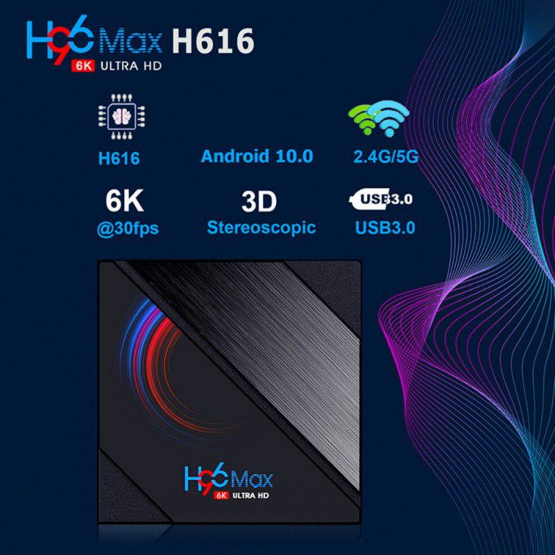 H96 MAX Android 10.0 4GB+64GB 5G WIFI BT 4K Smart TV Box Quad Core 3D Media Player