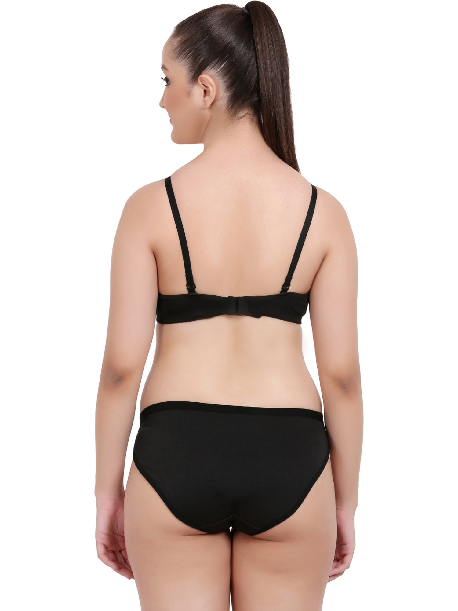 AROUSY Black & Blue Cotton Bra Panty Set - Pack Of 2