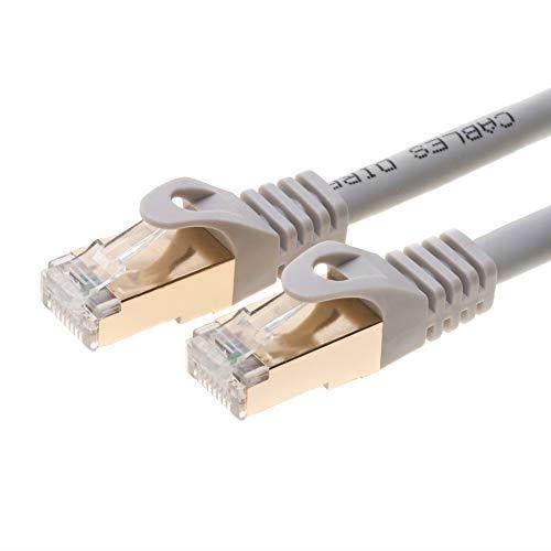 30ft s/ftp cat 7 gold plated shielded ethernet rj45 copper cable 10 gigabit ethernet network patch cord cat7 30ft, grey