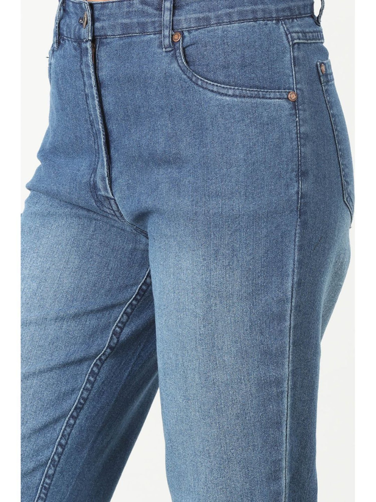 Mustard Blue Cotton Slim Fit Mid Rise Jeans