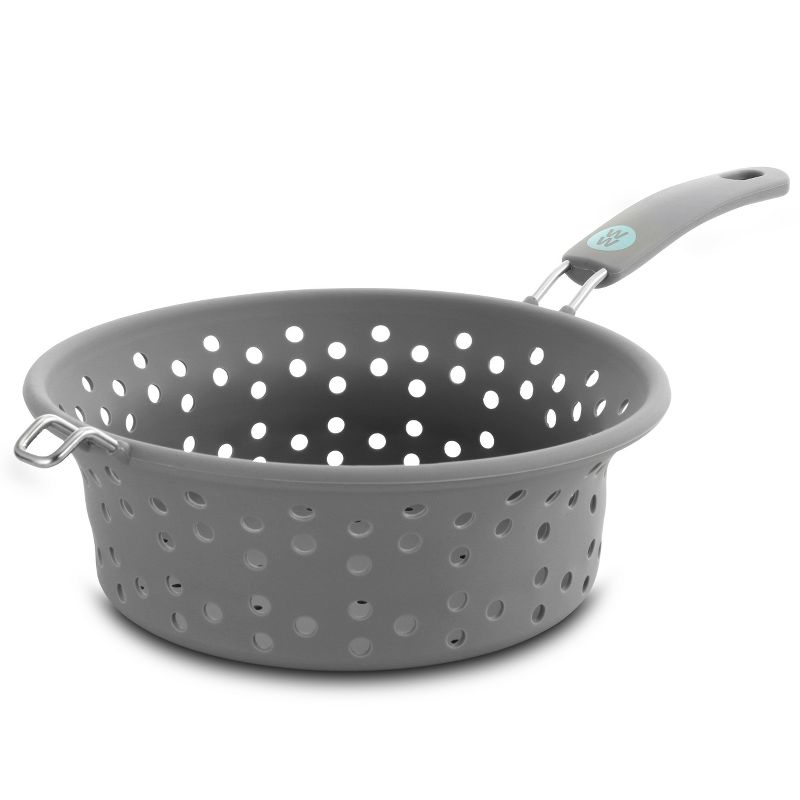 Weight Watchers Healthy Kitchen 1.8 Quart Collapsible Silicone Steamer Basket and Colander in Gray