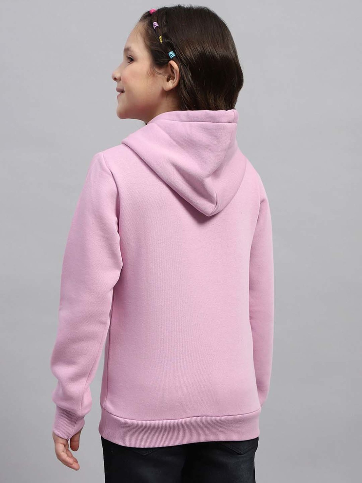 Monte Carlo Girls Pink Printed Full Sleeves Sweatshirts & Hoodies