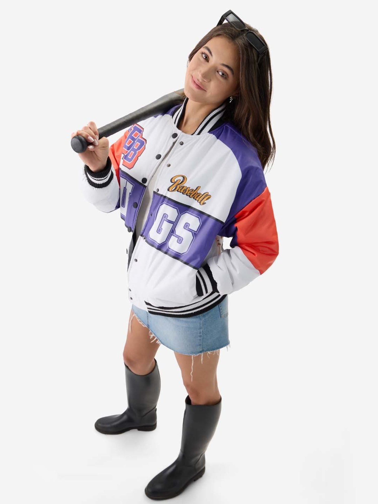 The Souled Store White & Blue Printed Jacket