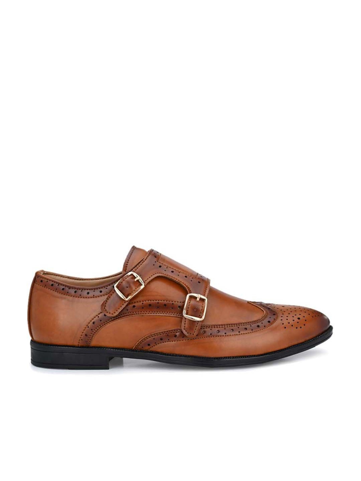 El Paso Men's Tan Monk Shoes