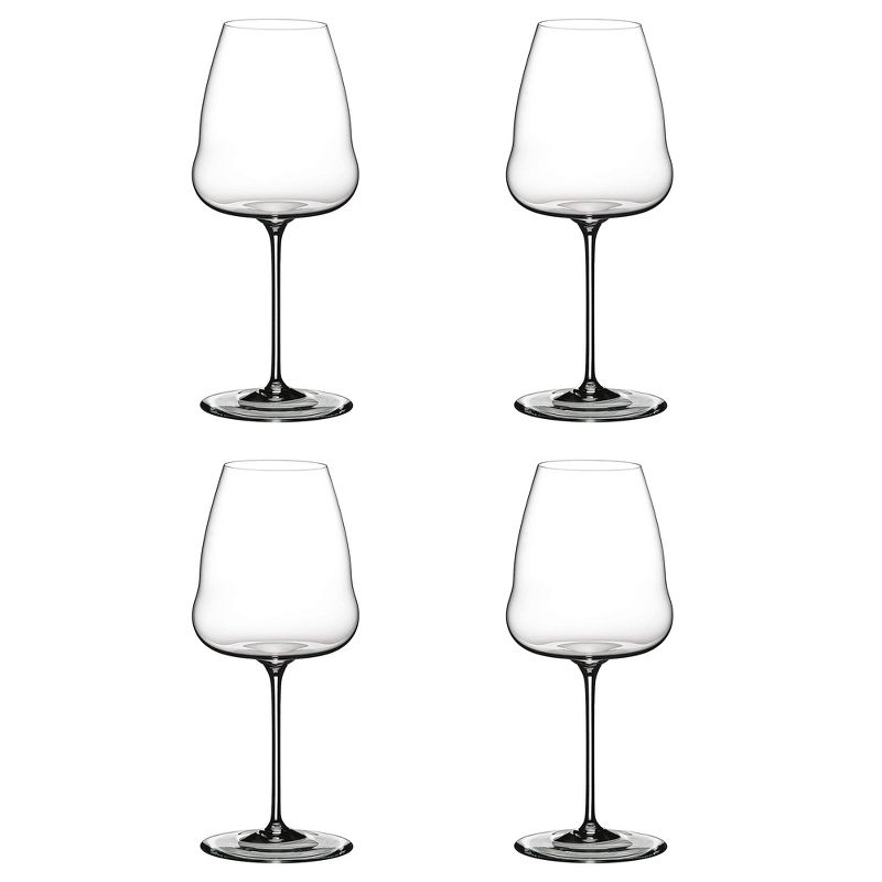 Riedel Winewings Cabernet Champagne Tall and Long Thin Single Stem Crystal 35 Ounce Wine Glass for Rose Champagne, Clear (4 Pack)