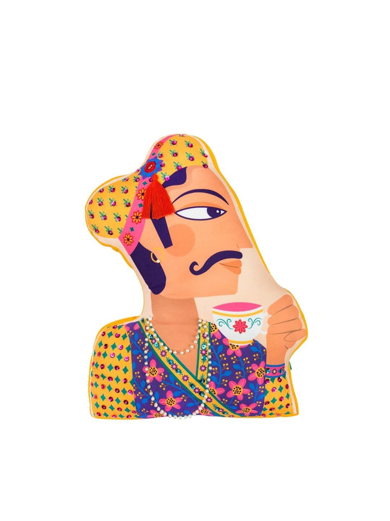 Chumbak Elegant Raja Multicolor Cushion - Set of 1