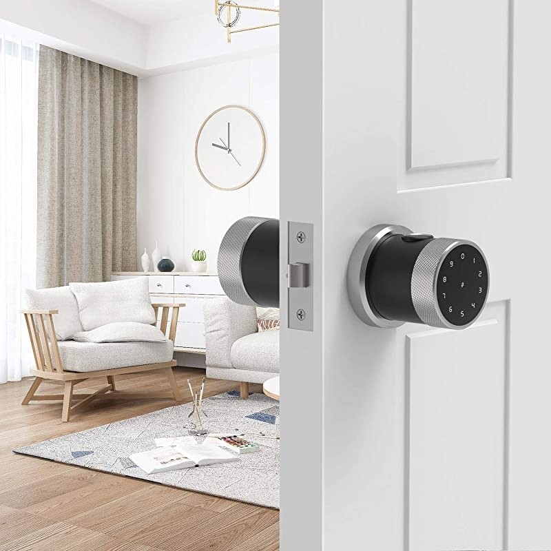 Smart Door Lock - Keyless Fingerprint and Touchscreen Digital Door Lock, Secure Bluetooth, Easy Install, Great for Airbnb, Hotels and Offices, Homes, Apartments, Silver(Upgraded 3.0)