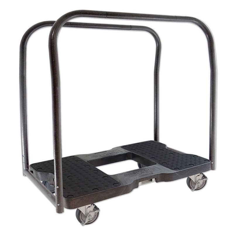 Snap Loc 1500 lb Capacity Industrial Strength E Track Panel Cart Dolly Black, Heavy Duty 4 in Polyurethane Swivel Non Marking Caster Wheels