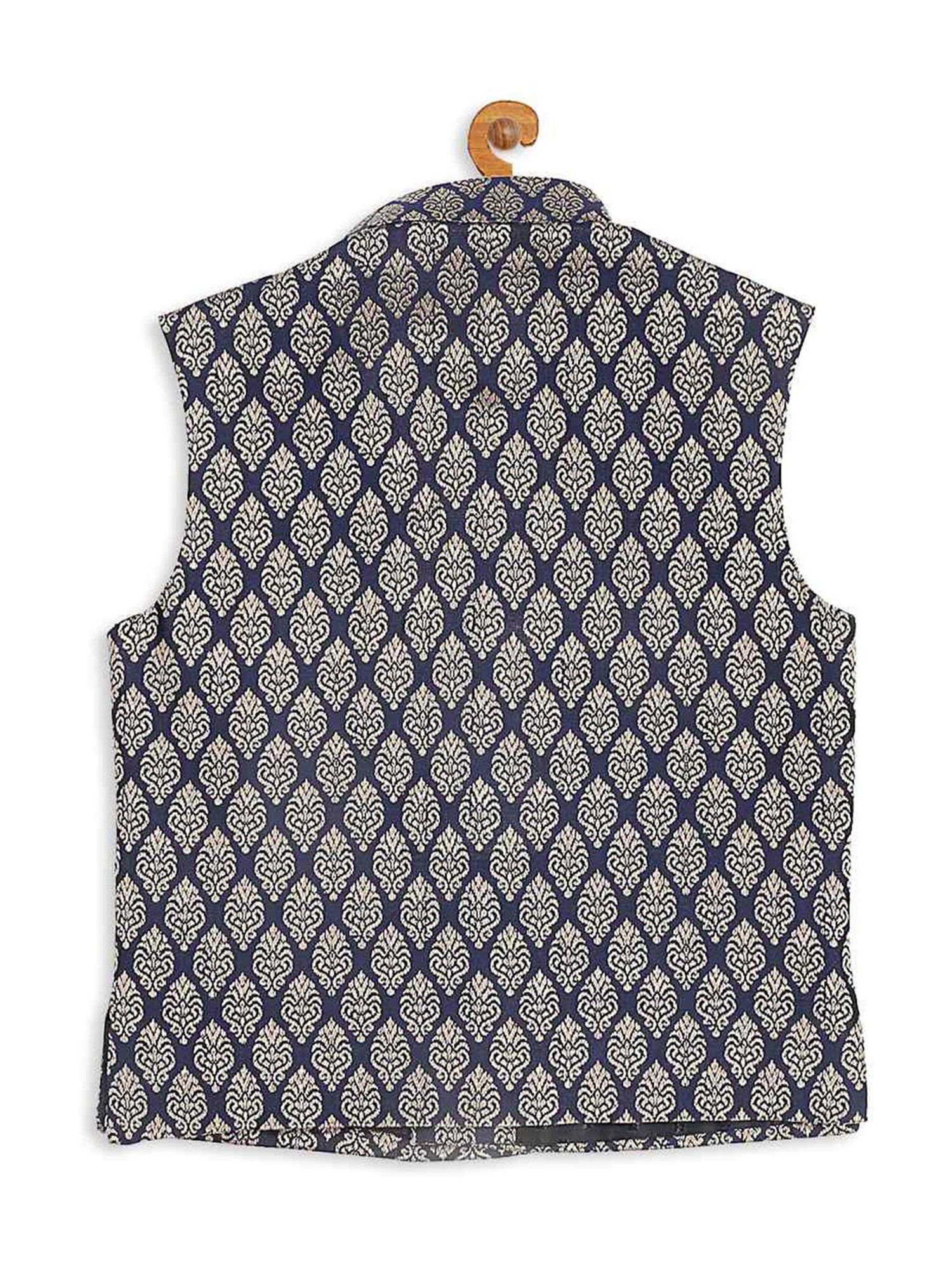 VASTRAMAY SISHU Navy & Gold Embroidered Nehru Jacket