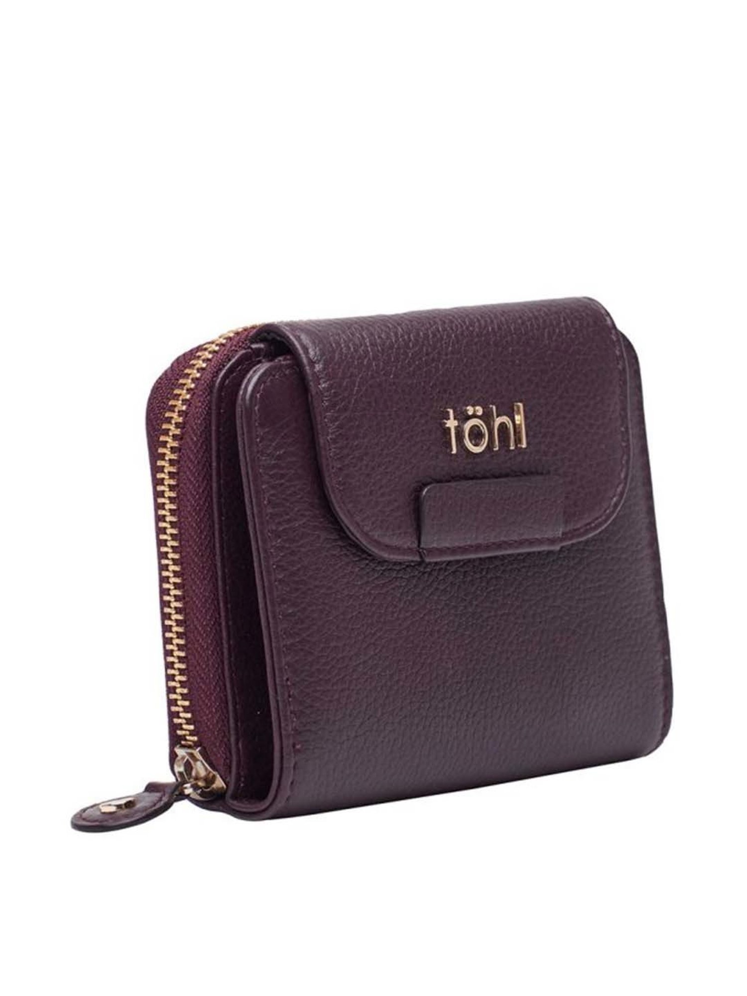 Tohl Burgundy Solid Tri-Fold Wallet for Women