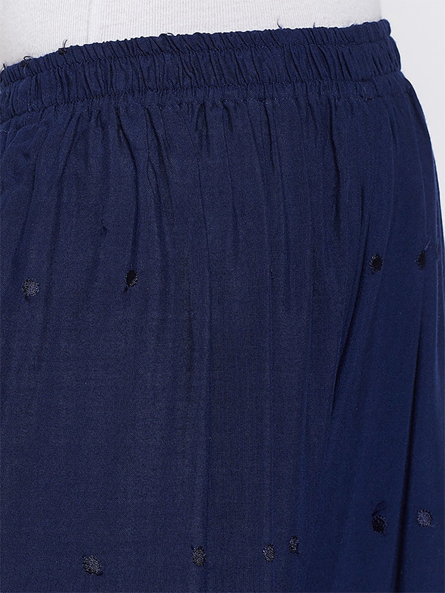 Castle Navy Embroidered Palazzos