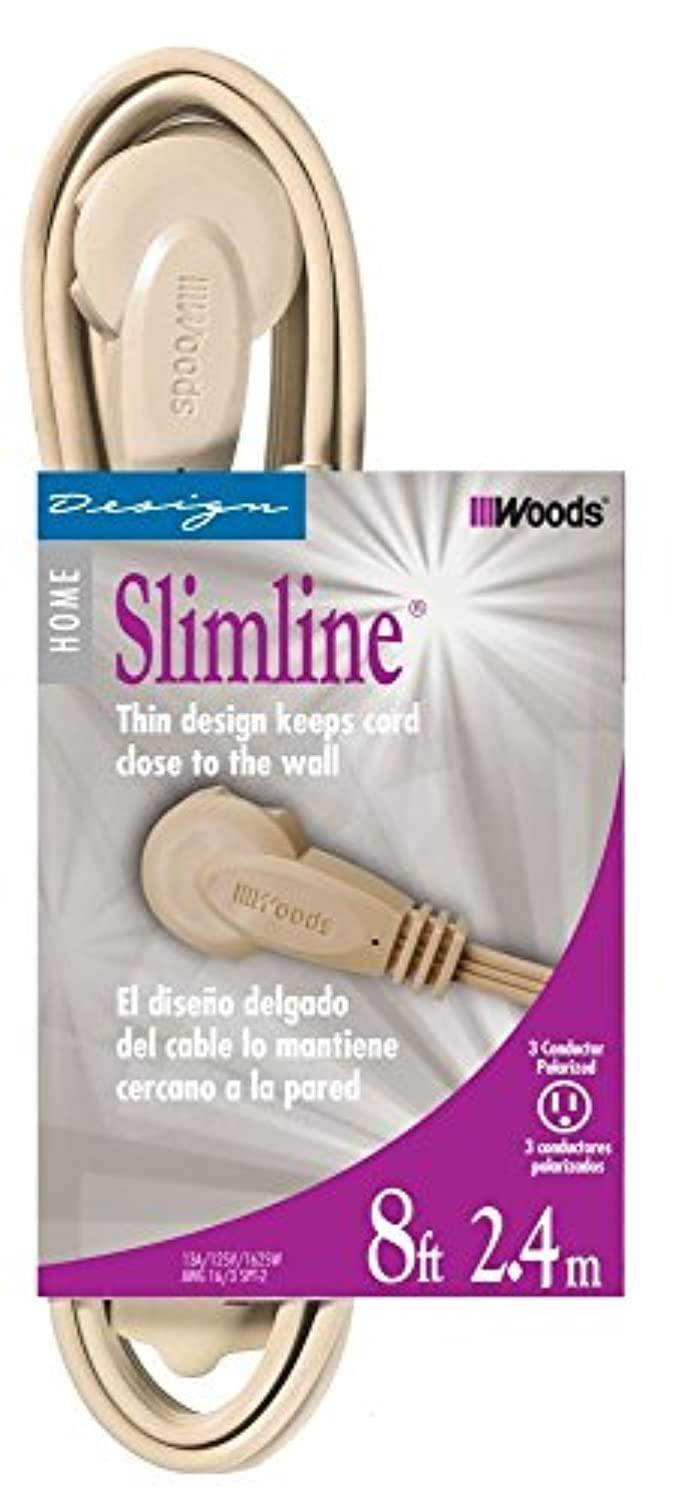 slimline 2254 flat plug extension cord, 3wire, 8foot, beige