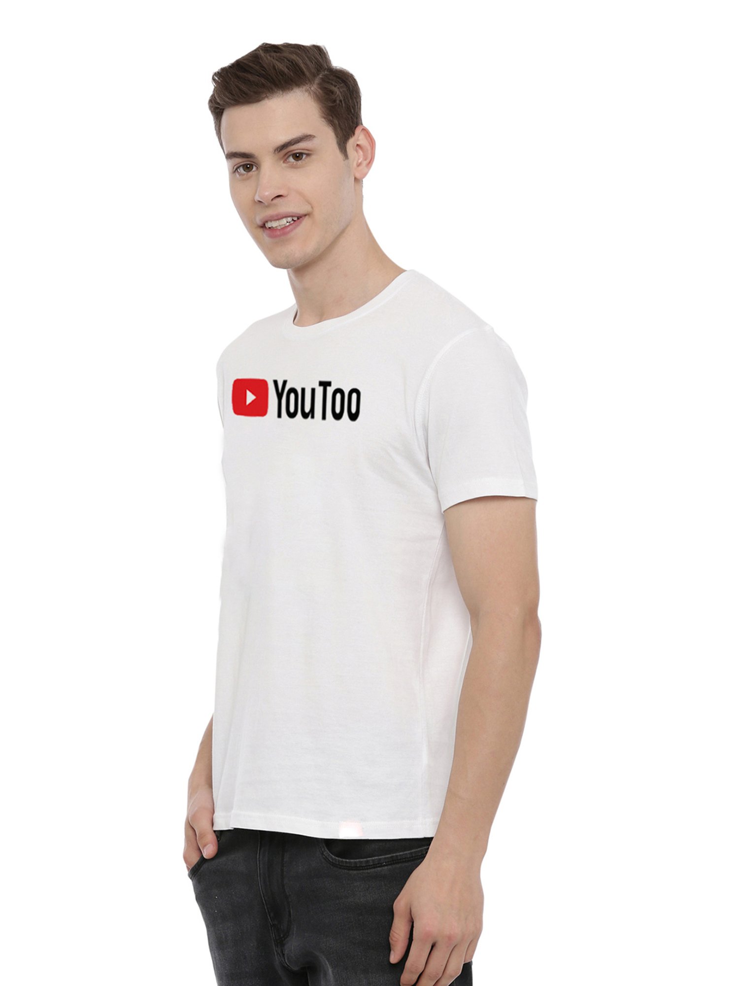 BLACK RADIO White Slim Fit Printed Cotton Crew T-Shirt