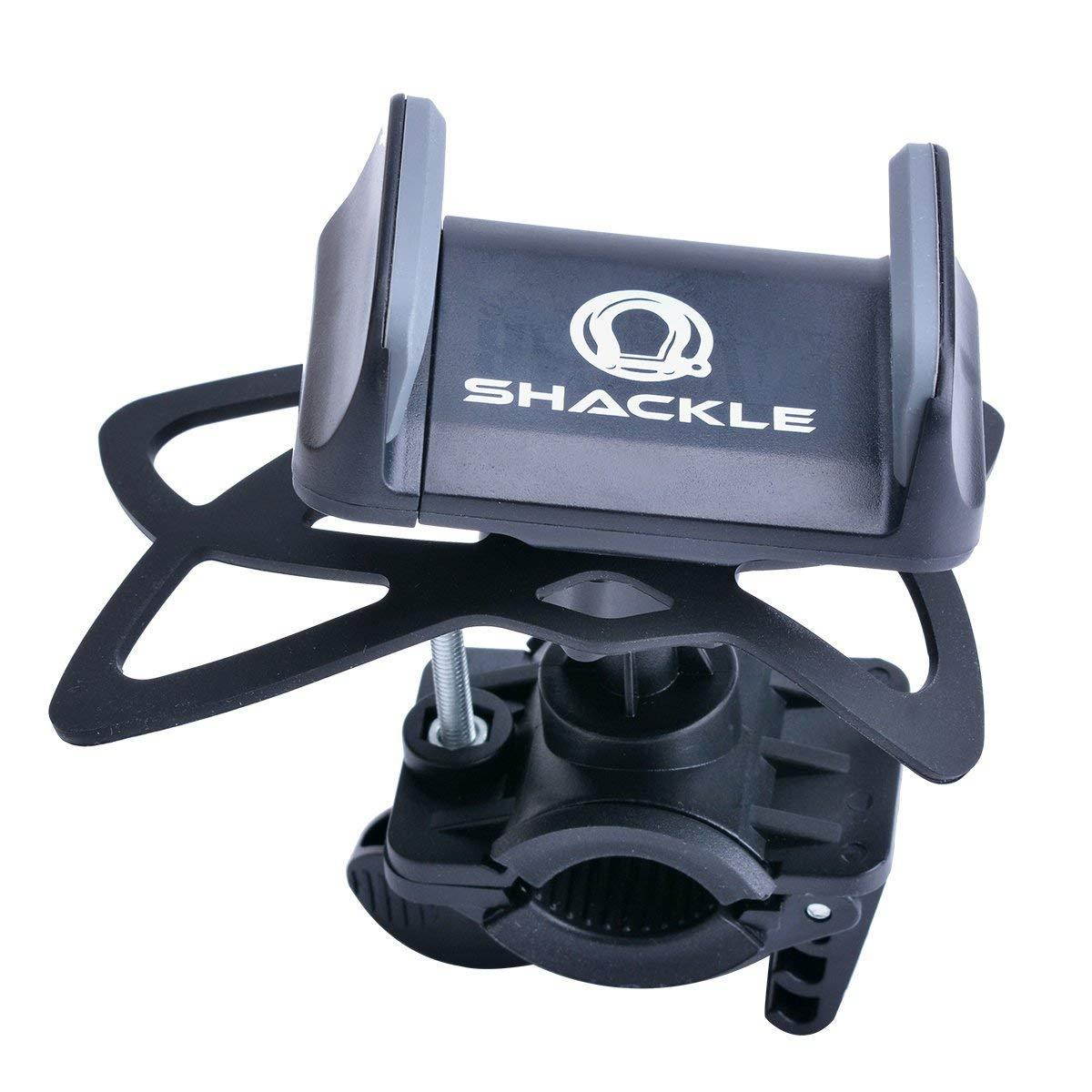 Cell Phone Bike Mount, Shackle Universal Cradle Clamp for iOS Android Smartphone GPS other Devices, 360 Degrees Rotatable, 3xSilicon Straps