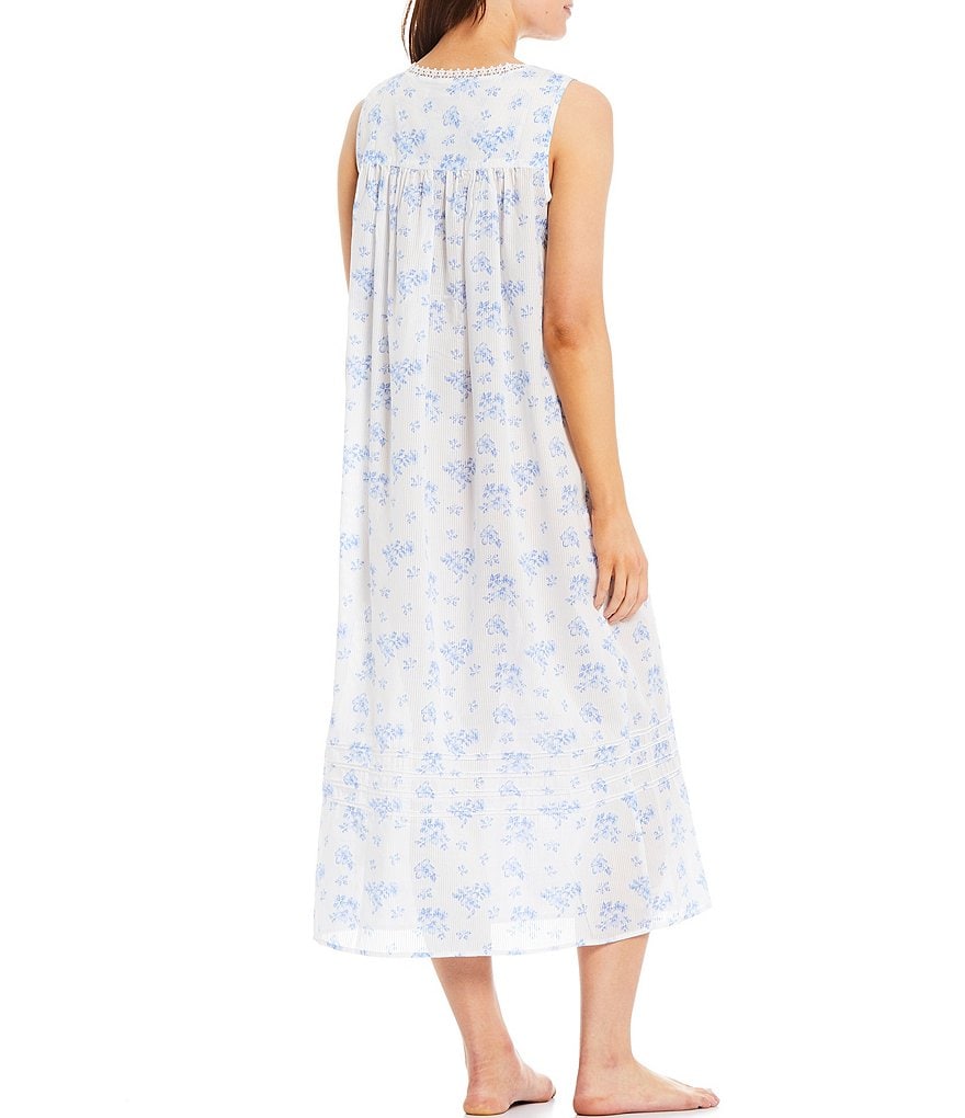 Miss Elaine Petite Silky Knit Square Neck Short Sleeve Checked Print Short Nightgown