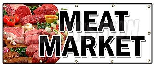 MEAT MARKET BANNER SIGN butcher gourmet usda prime pork chicken corn