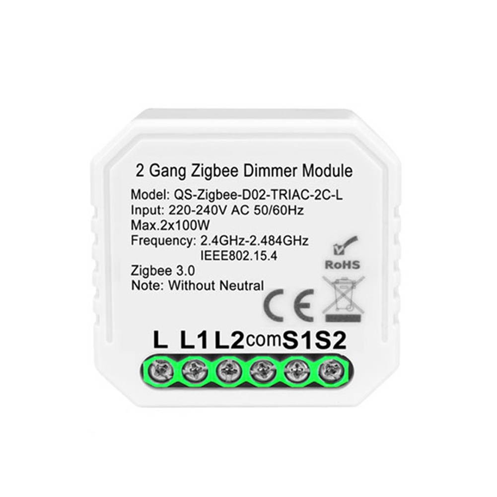 Tuya ZigBee 1 Gang/2 Gang (Optional) Dimmer Module Switch Module Light Control Voice Control Intelligent Home Compatible with Alexa Google Home