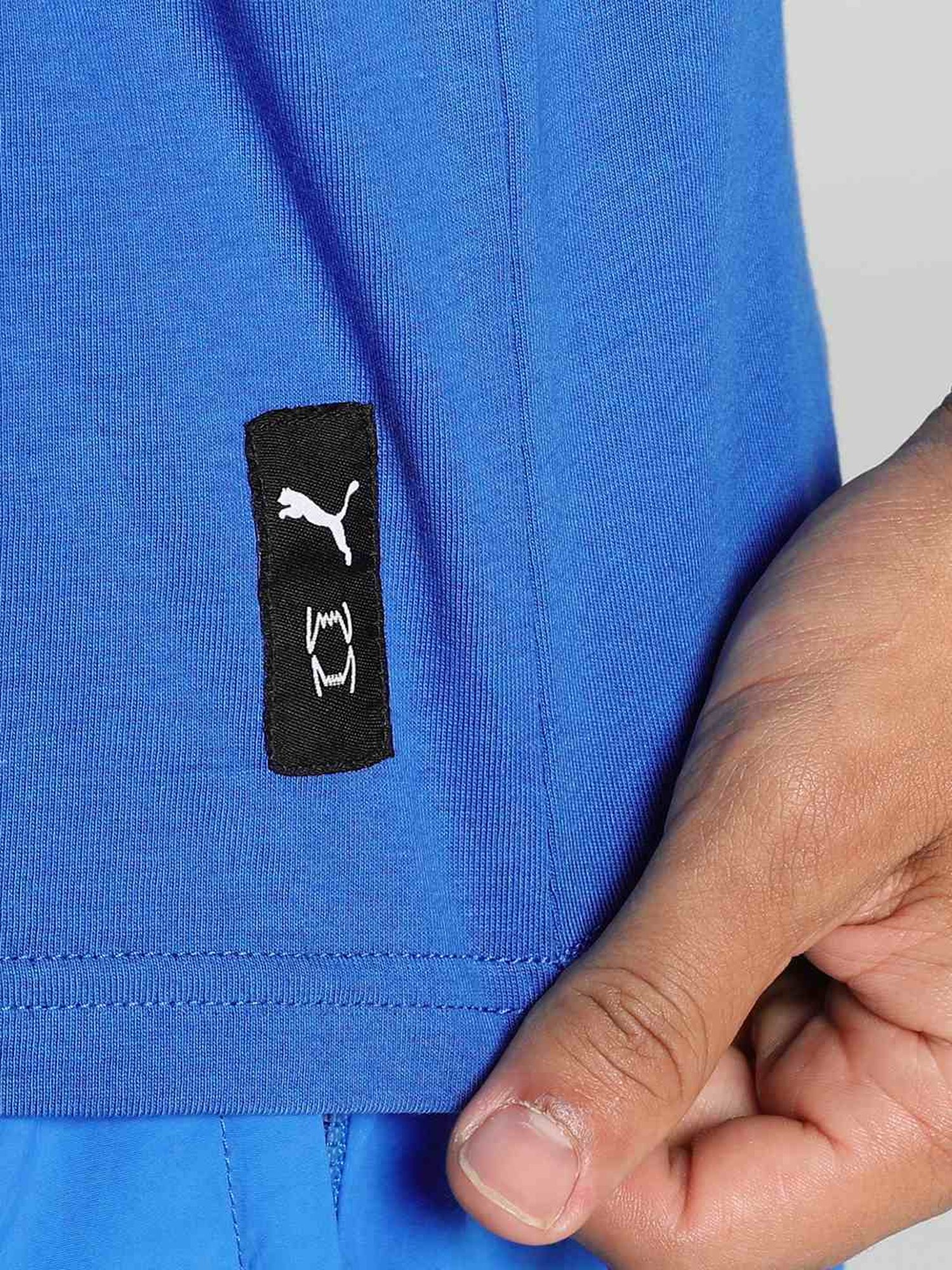 Puma THE BLUEPRINT SUPPORTING ACT Blue Cotton Regular Fit Printed Sports T-Shirt