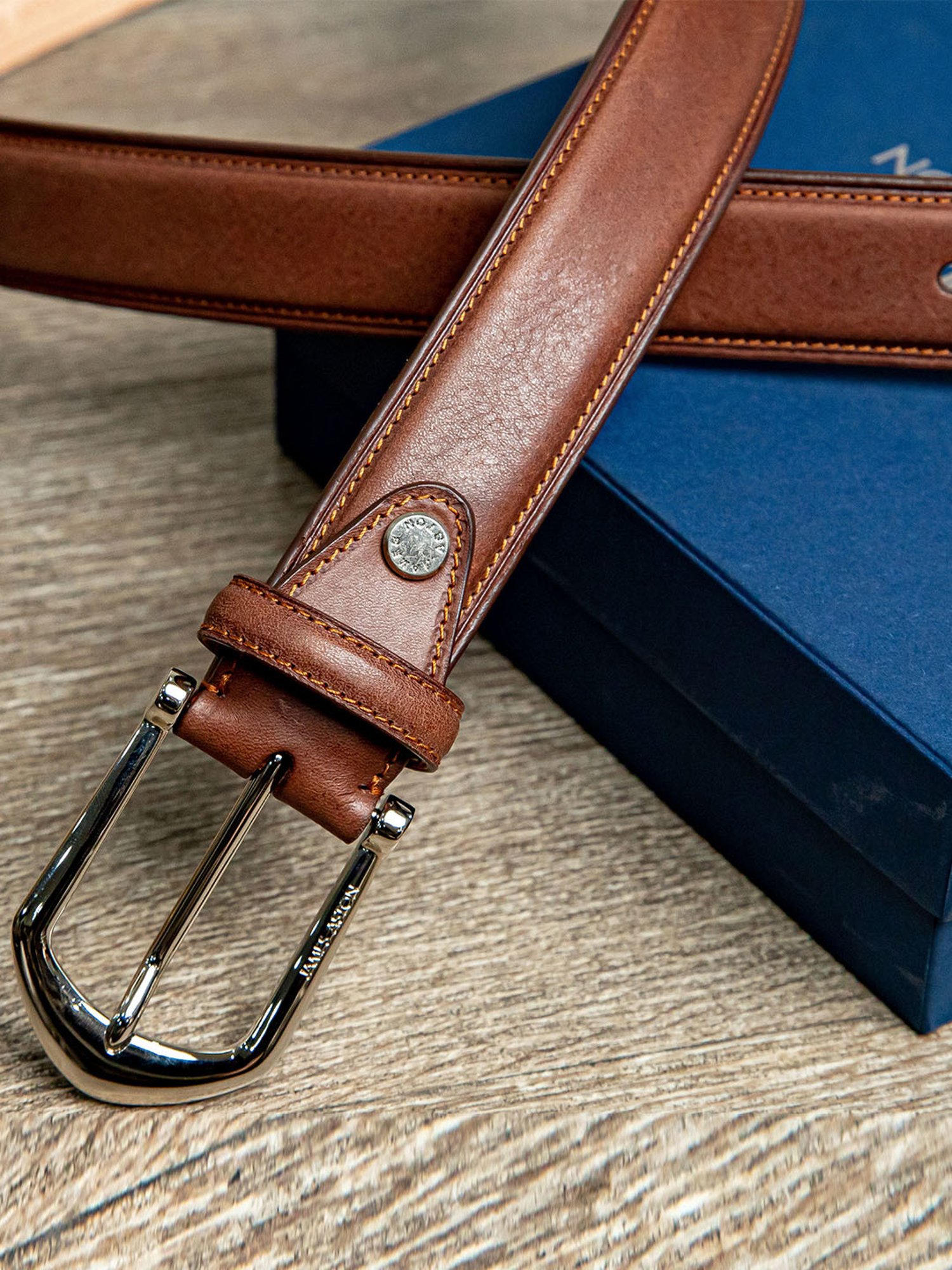 James Aston Brown Leather Waist Belt for Men