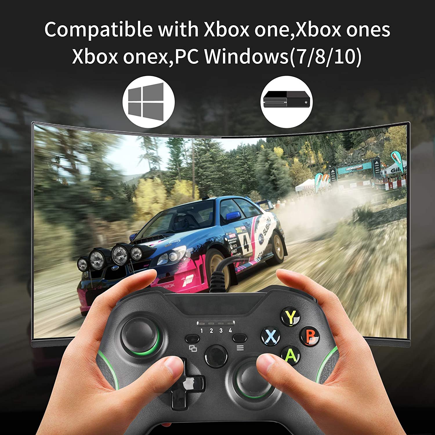 Wired Controller for Xbox One,Xbox one Wired Game Contoller with Dual Vibration and Audio Jack for Xbox One/S/X/Win7,8,10(Black)