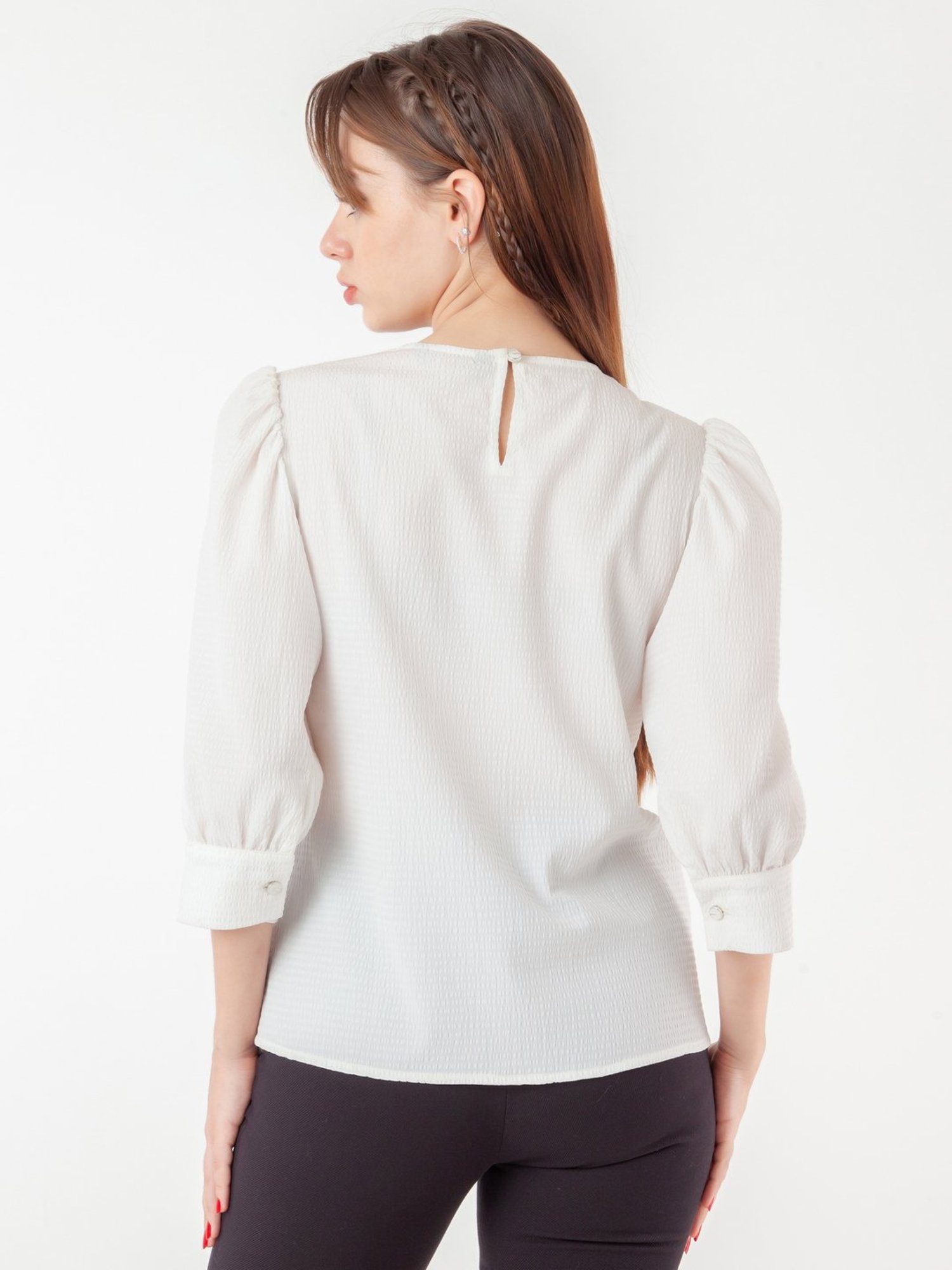 Zink London White Self Pattern Top