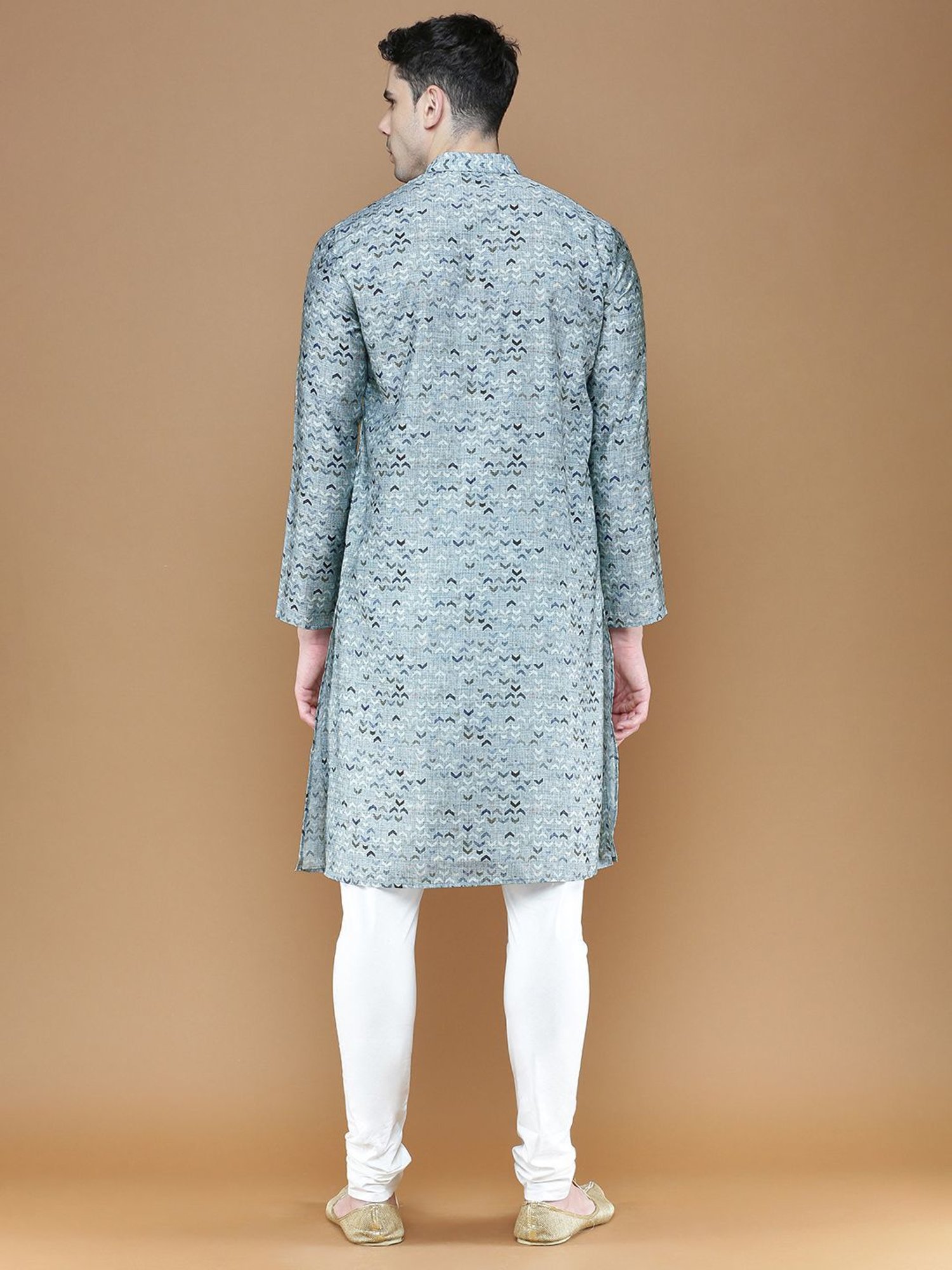 Sanwara Grey Cotton Regular Fit Printed Kurta Bottom Set