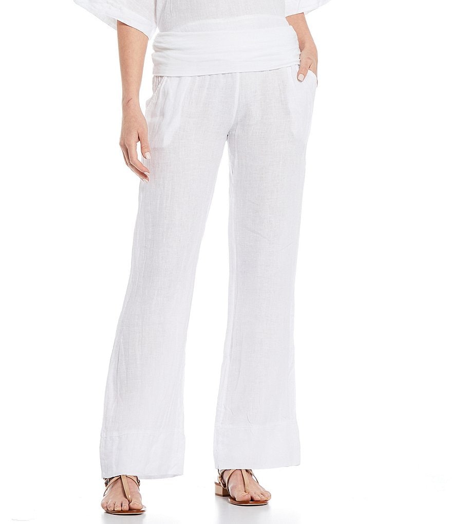 M Made in Italy Linen Wide Leg Pants