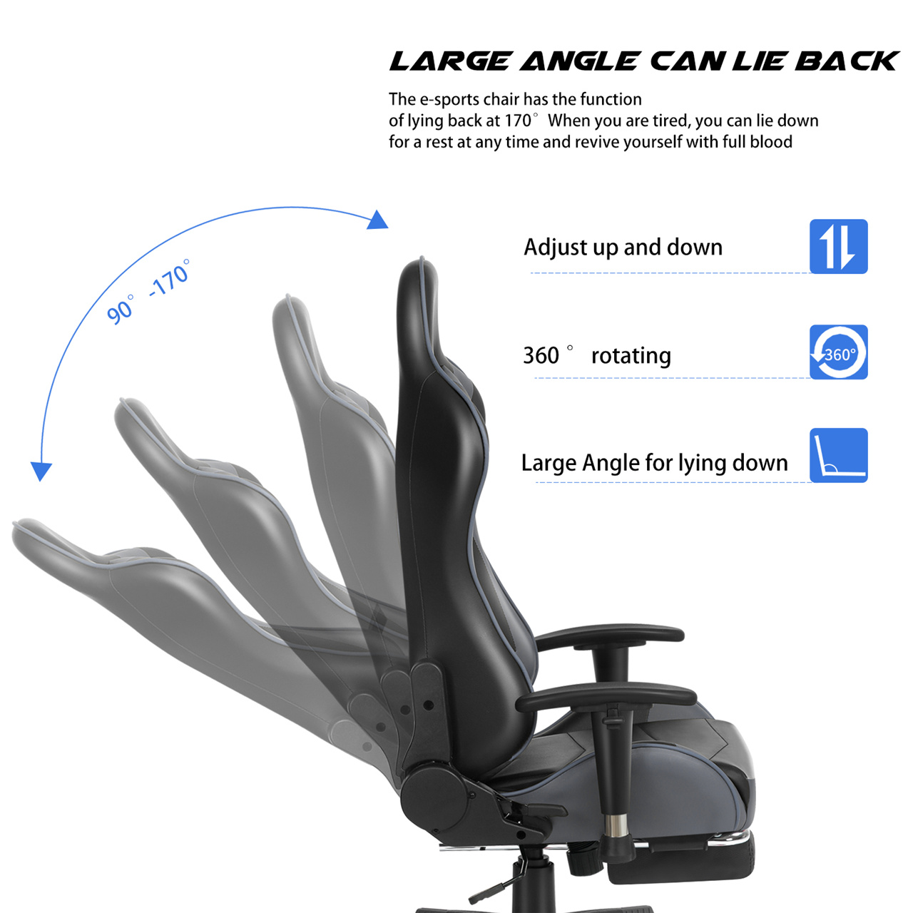 Labradores Gaming Chair Office Chair PC Chair with Massage Lumbar Support, Racing Style PU Leather High Back Adjustable Swivel Task Chair with Footrest (Black&Red)