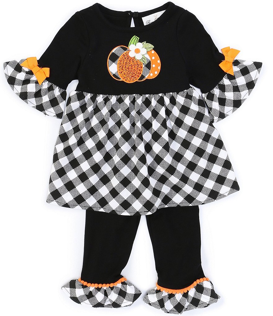 Peek Baby Girls 3-24 Months Long-Sleeve Embroidery Floral Print Babydoll Top & Pant Set