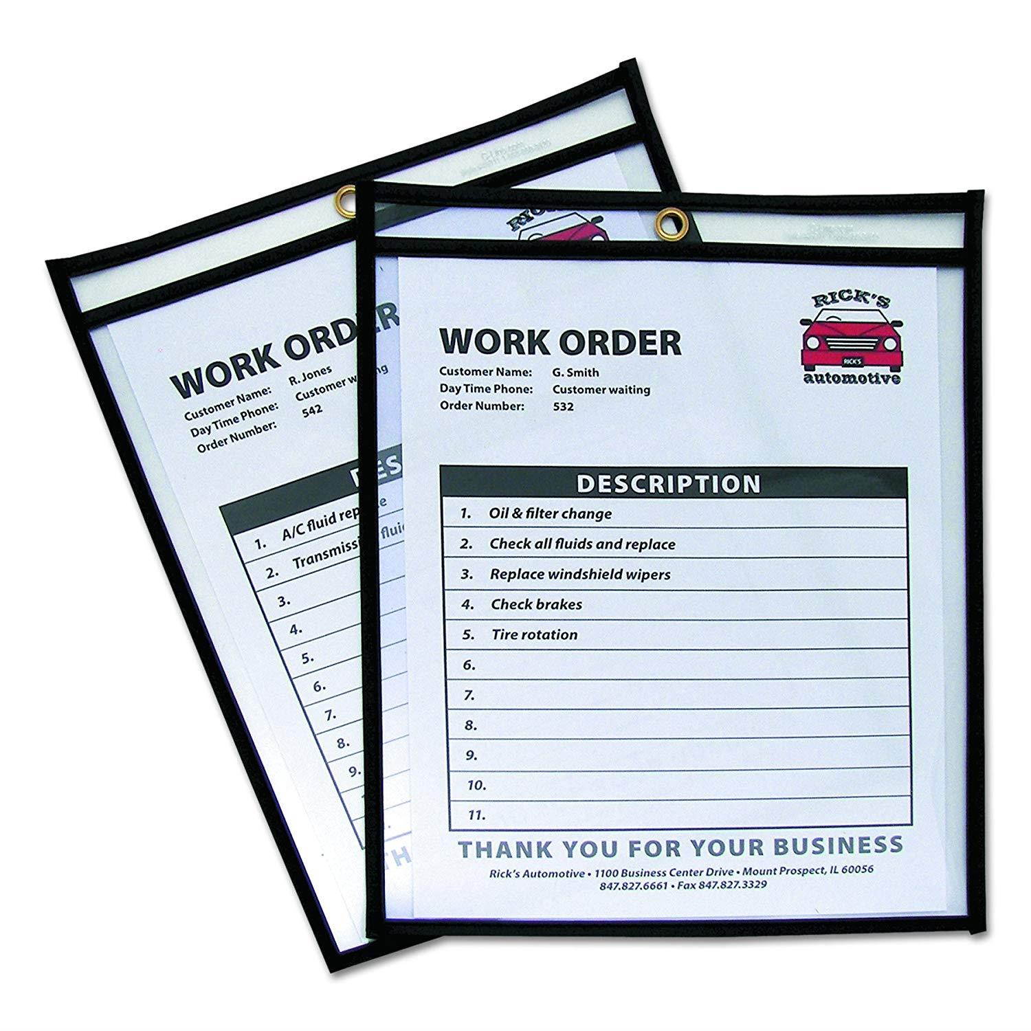 C-Line Stitched Shop Ticket Holders, Both Sides Clear, 8.5 x 11 Inches, 25 per Box (46911)